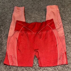 Gymshark Vibrant Red and Pink Color-Block Leggings